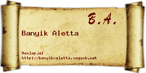 Banyik Aletta névjegykártya